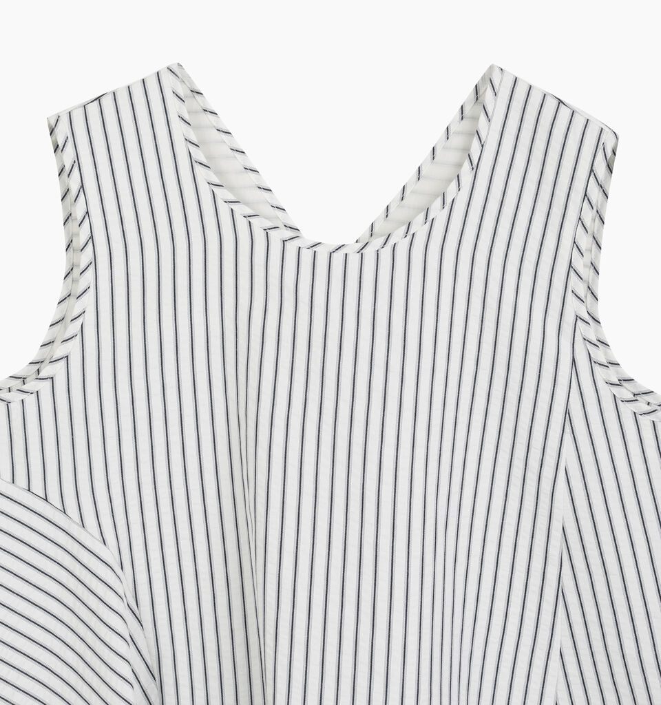 Blue striped sleeveless blouse - null - White | Sisley K image number 3